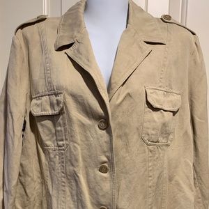 Chico's Khaki Silk Linen Cotton Jacket - XL (3)